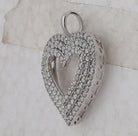 14K White Gold Round Diamond Womens Triple Halo Heart Pendant 1 Cttw - Splendid Jewellery