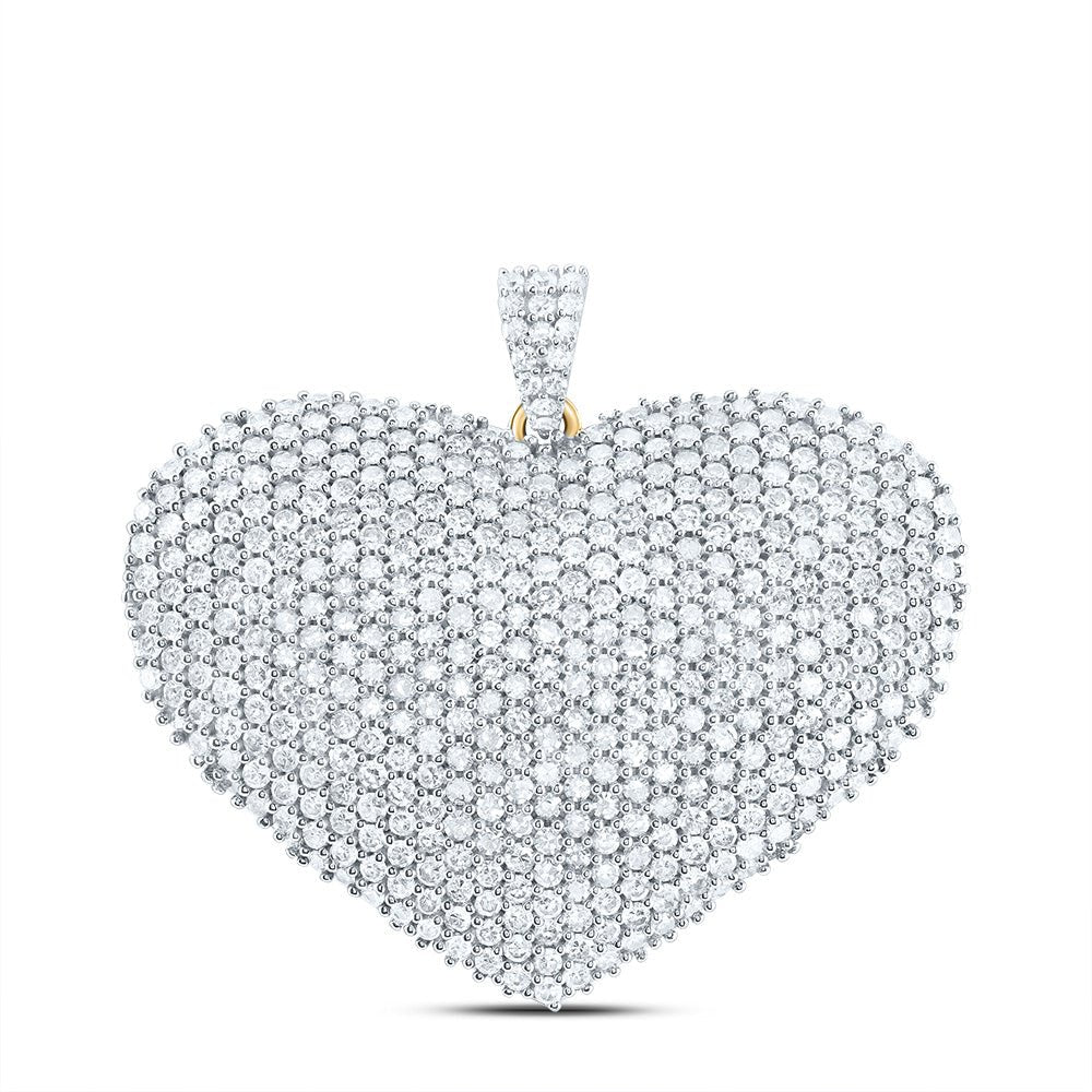 14K Yellow Gold Round Diamond Heart Pendant 3 Cttw - Splendid Jewellery