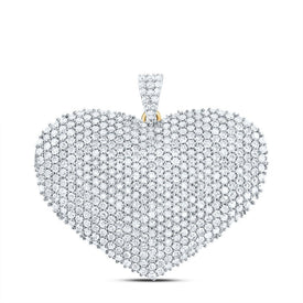 14K Yellow Gold Round Diamond Heart Pendant 3 Cttw - Splendid Jewellery