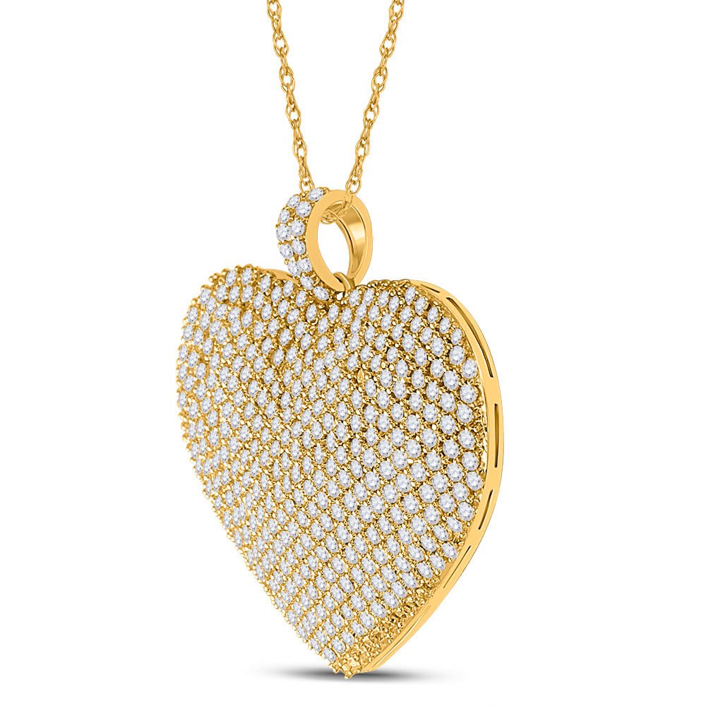 14K Yellow Gold Round Diamond Heart Pendant 3 Cttw - Splendid Jewellery