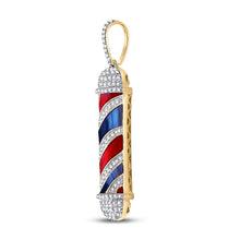 Load image into Gallery viewer, 10K Yellow Gold Round Diamond P1 Barber Pole Charm Pendant 3/8 Cttw - Splendid Jewellery