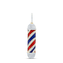 Load image into Gallery viewer, 10K Yellow Gold Round Diamond P1 Barber Pole Charm Pendant 3/8 Cttw - Splendid Jewellery
