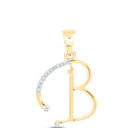 10K Yellow Gold Round Diamond B Initial Letter Pendant 1/12 Cttw - Splendid Jewellery