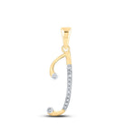 10K Yellow Gold Round Diamond J Initial Letter Pendant 1/10 Cttw - Splendid Jewellery