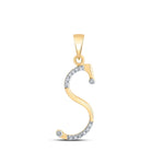 10K Yellow Gold Round Diamond S Initial Letter Pendant 1/10 Cttw - Splendid Jewellery