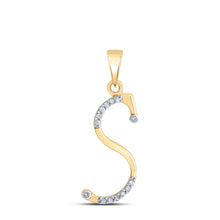 Load image into Gallery viewer, 10K Yellow Gold Round Diamond S Initial Letter Pendant 1/10 Cttw - Splendid Jewellery