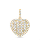 14K Yellow Gold Round Diamond Heart Pendant 1 Cttw - Splendid Jewellery
