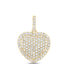 14K Yellow Gold Round Diamond Heart Pendant 1 Cttw - Splendid Jewellery