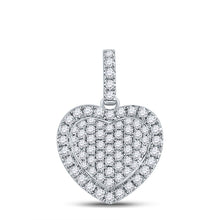 Load image into Gallery viewer, 14K White Gold Round Diamond Heart Pendant 1/2 Cttw - Splendid Jewellery