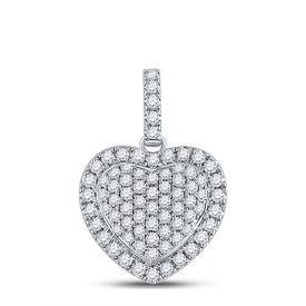 14K White Gold Round Diamond Heart Pendant 1/2 Cttw - Splendid Jewellery