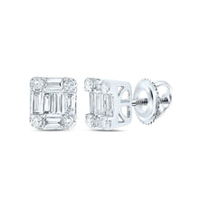 Load image into Gallery viewer, Baguette Diamond Earrings in 14K White Gold - Splendid Jewellery