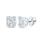 Baguette Diamond Earrings in 14K White Gold - Splendid Jewellery