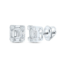 Baguette Diamond Earrings in 14K White Gold - Splendid Jewellery