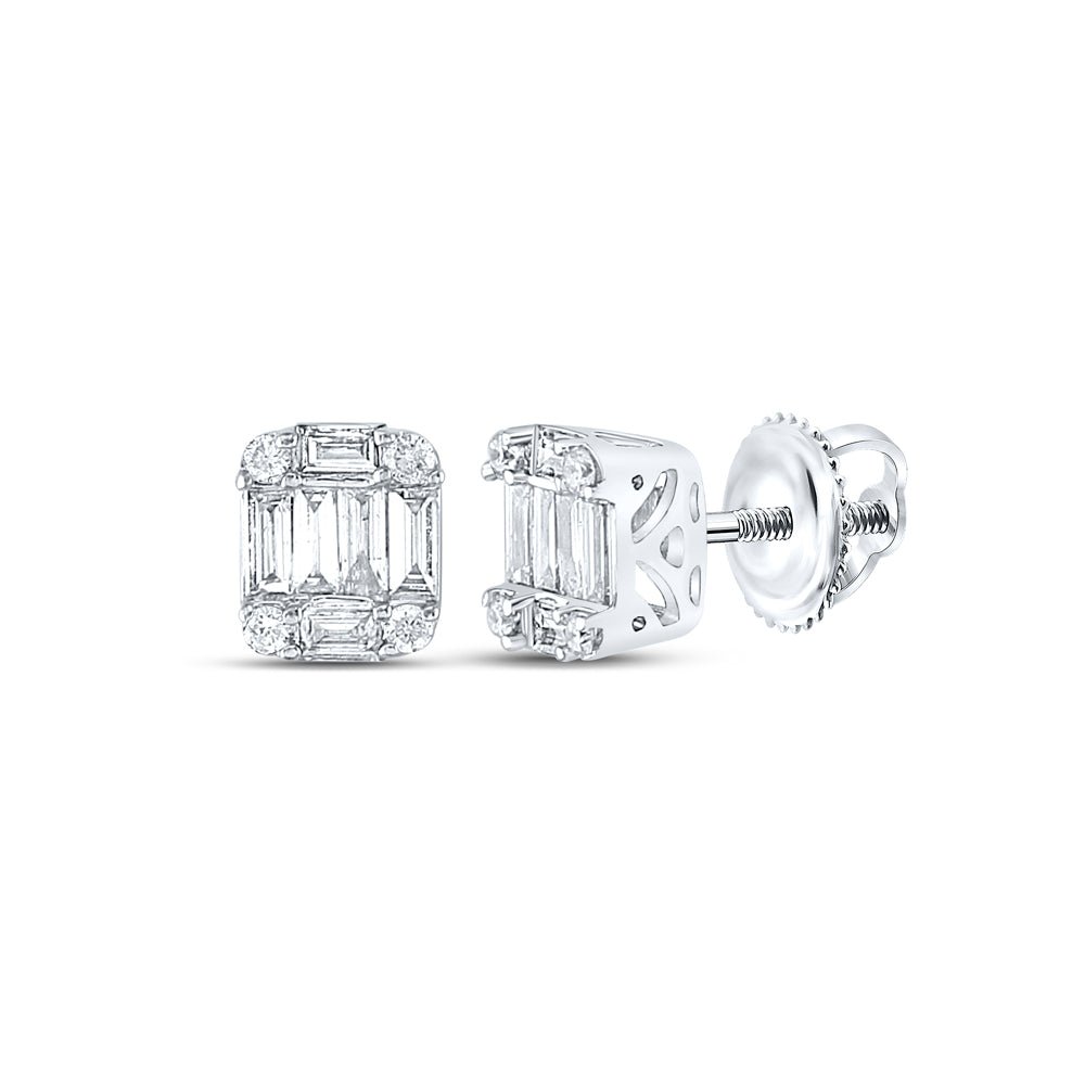 14K White Gold Diamond Earrings for Everyday Wear - Splendid Jewellery