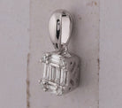 14K White Gold Baguette Diamond Womens Baguette Fashion Cluster Pendant 1/8 Cttw - Splendid Jewellery