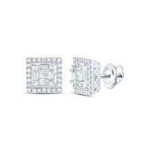 Load image into Gallery viewer, 14K White Gold Modern Diamond Earrings - Splendid Jewellery