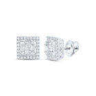 14K White Gold Modern Diamond Earrings - Splendid Jewellery
