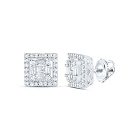 14K White Gold Modern Diamond Earrings - Splendid Jewellery