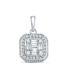 Load image into Gallery viewer, 14K White Gold Baguette Diamond Womens Baguette Fashion Cluster Pendant 1/4 Cttw - Splendid Jewellery