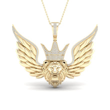 Load image into Gallery viewer, 10K Yellow Gold Round Diamond P1p2 Lion Face Charm Pendant 1/2 Cttw - Splendid Jewellery