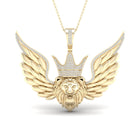 10K Yellow Gold Round Diamond P1p2 Lion Face Charm Pendant 1/2 Cttw - Splendid Jewellery