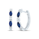 Marquise Blue Sapphire Earrings in 14K White Gold - Splendid Jewellery