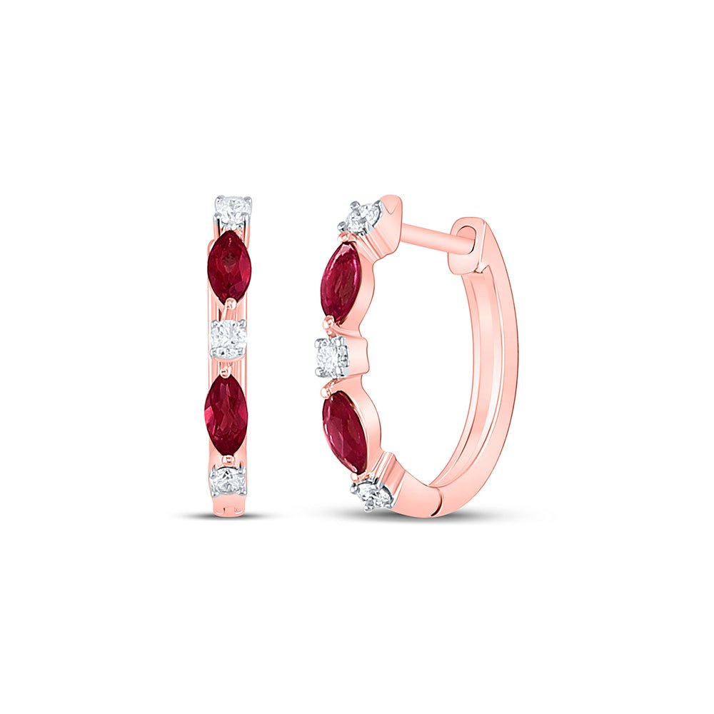 14K Rose Gold Ruby Earrings for Everyday Wear with Elegant Styling - Splendid Jewellery