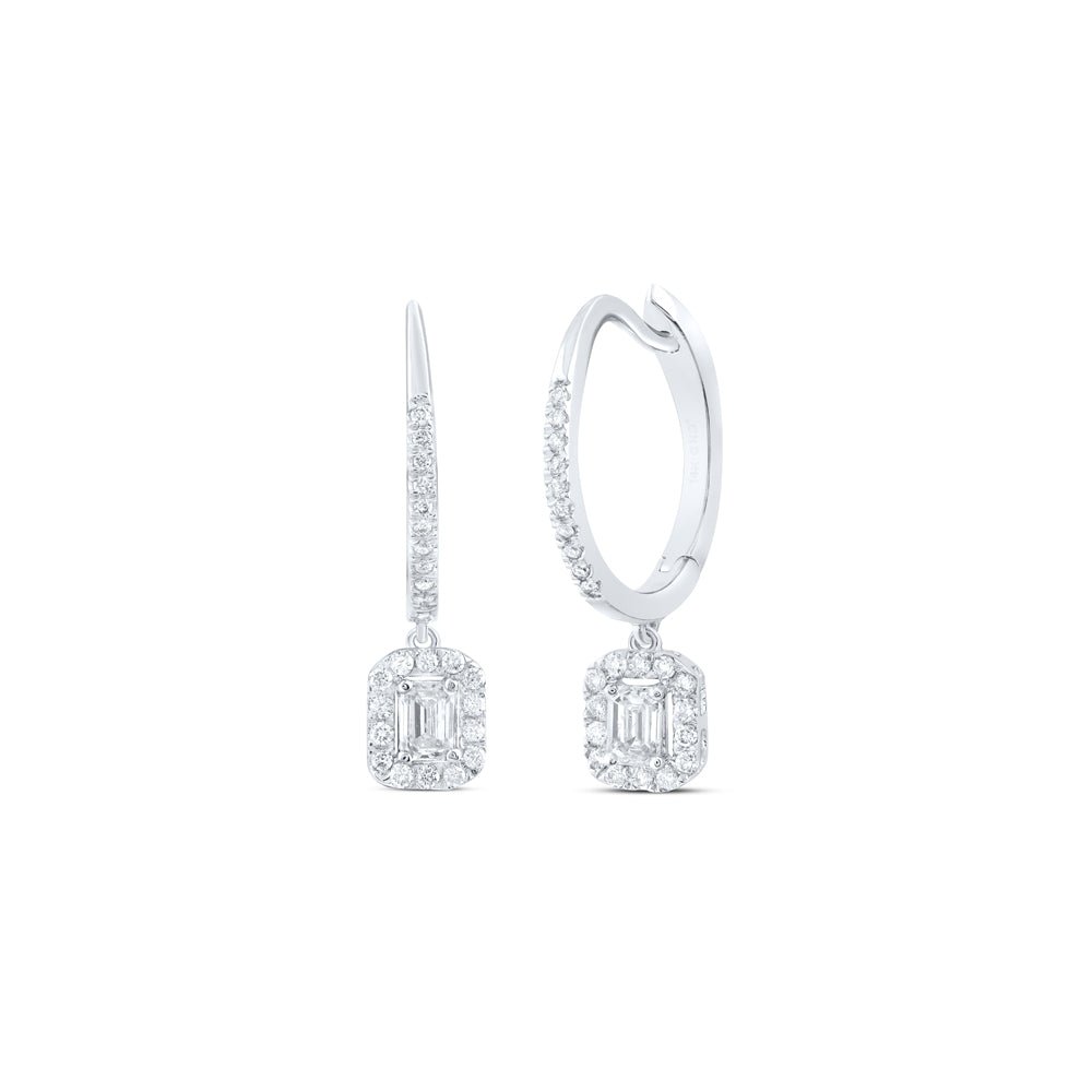 14K White Gold Emerald Earrings for Everyday Wear with Elegant Styling - Splendid Jewellery