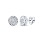 Round Diamond Earrings in 10K White Gold with Fine Detail - Splendid Jewellery