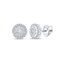 Load image into Gallery viewer, Round Diamond Earrings in 10K White Gold with Fine Detail - Splendid Jewellery