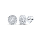 Round Diamond Earrings in 10K White Gold with Fine Detail - Splendid Jewellery