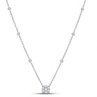 14K White Gold Round Diamond Womens Fashion Cluster Necklace 5/8 Cttw - Splendid Jewellery