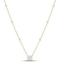 Load image into Gallery viewer, 14K Yellow Gold Round Diamond Womens Fashion Cluster Necklace 5/8 Cttw - Splendid Jewellery