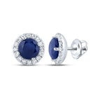 14K White Gold Gift - Ready Blue Sapphire Earrings with Elegant Styling - Splendid Jewellery