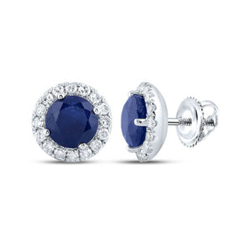 14K White Gold Gift - Ready Blue Sapphire Earrings with Elegant Styling - Splendid Jewellery