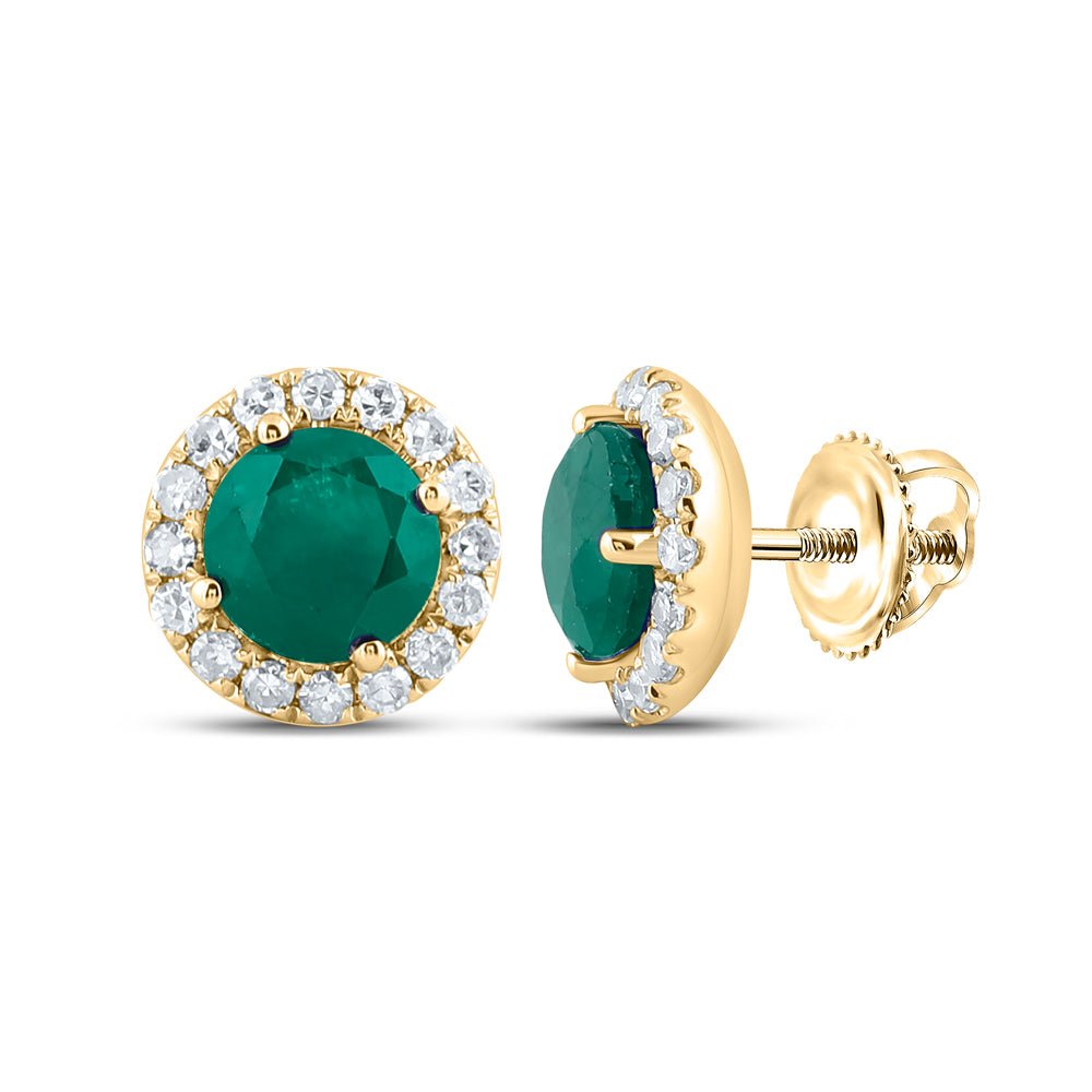 14K Yellow Gold Luxury Emerald Earrings with Natural Sparkle - Splendid Jewellery