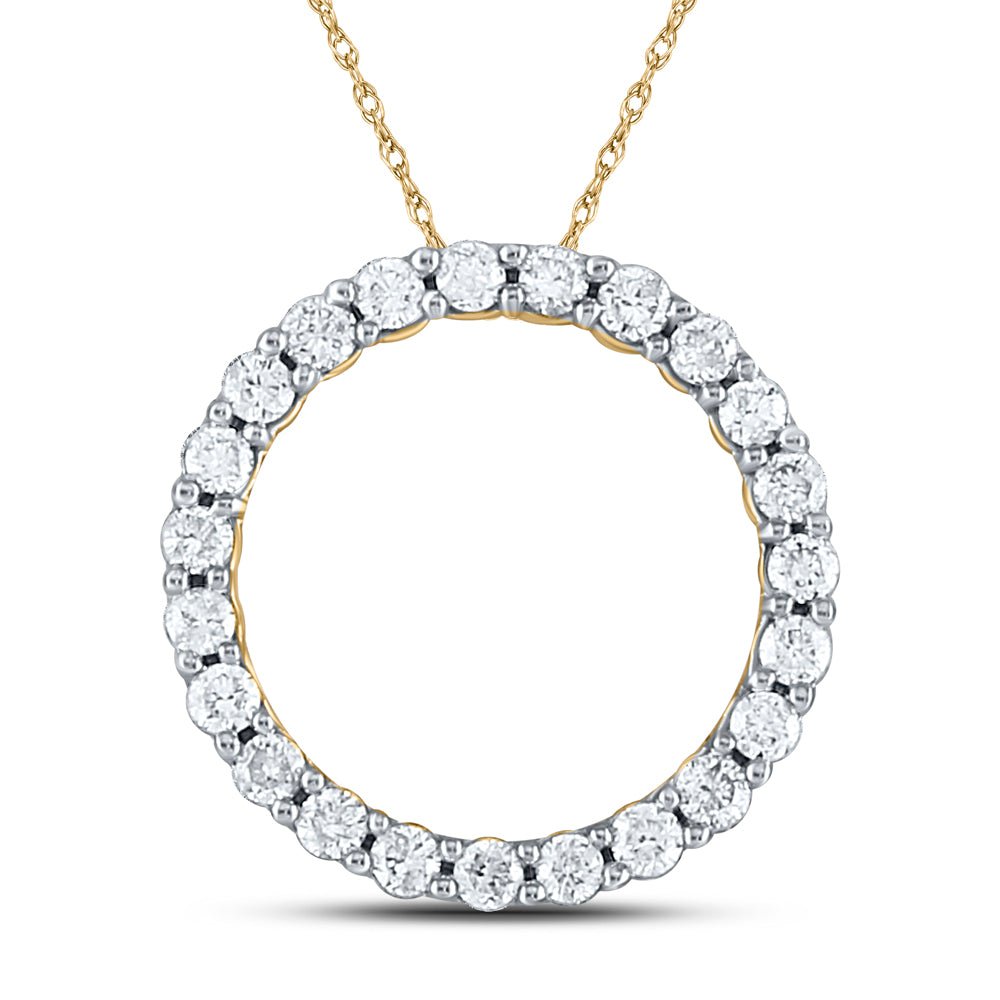 14K Yellow Gold Round Diamond Fashion Pendant 1/4 Cttw - Splendid Jewellery