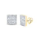10K Yellow Gold Baguette Diamond Cn Square Earring 1/3 Cttw - Splendid Jewellery