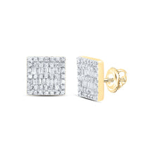 Load image into Gallery viewer, 10K Yellow Gold Baguette Diamond Cn Square Earring 1/3 Cttw - Splendid Jewellery