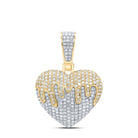 10K Yellow Gold Round Diamond Melting Heart Charm Pendant 3/4 Cttw - Splendid Jewellery