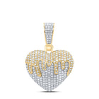 10K Yellow Gold Round Diamond Melting Heart Charm Pendant 3/4 Cttw - Splendid Jewellery