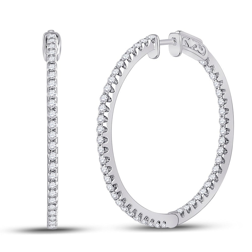 Round Diamond Earrings in 14K White Gold with Elegant Styling - Splendid Jewellery