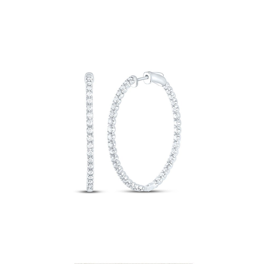 14K White Gold Luxury Diamond Hoop Earrings with Natural Sparkle - Splendid Jewellery