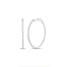 Load image into Gallery viewer, 14K White Gold Luxury Diamond Hoop Earrings with Natural Sparkle - Splendid Jewellery
