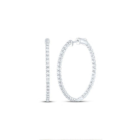 14K White Gold Luxury Diamond Hoop Earrings with Natural Sparkle - Splendid Jewellery