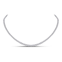 Load image into Gallery viewer, 14K White Gold Round Diamond Womens Graduated Tennis Necklace 2 Cttw - Splendid Jewellery
