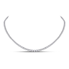 14K White Gold Round Diamond Womens Graduated Tennis Necklace 2 Cttw - Splendid Jewellery
