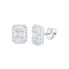 14K White Gold Elegant Earrings with Diamond - Splendid Jewellery