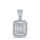 14K White Gold Baguette Diamond Ana M Diana Rectangle Pendant 1/2 Cttw - Splendid Jewellery