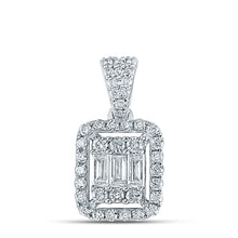 Load image into Gallery viewer, 14K White Gold Baguette Diamond Ana M Diana Rectangle Pendant 1/2 Cttw - Splendid Jewellery